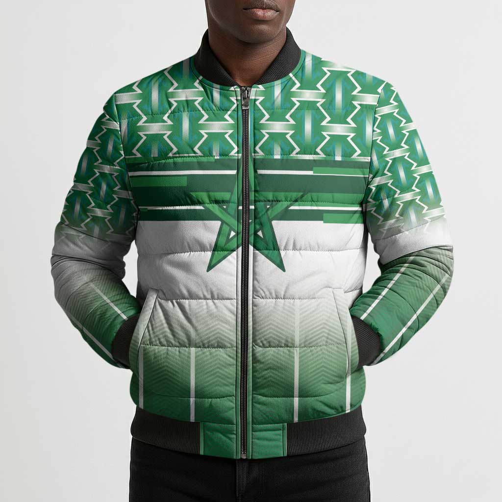 World Football Morocco Custom Bomber Puffer Jacket 1994 Away Retro Green Jersey - African Pride