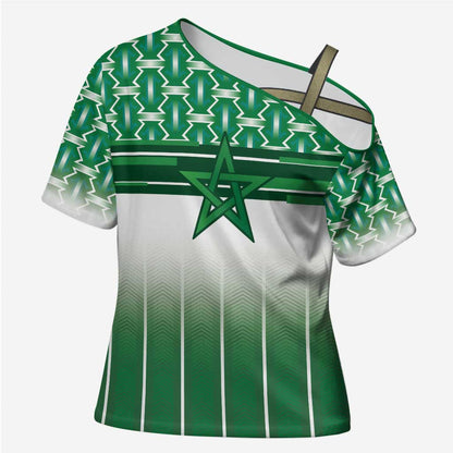 World Football Morocco Custom Cross Shoulder Shirt 1994 Away Retro Green Jersey - African Pride