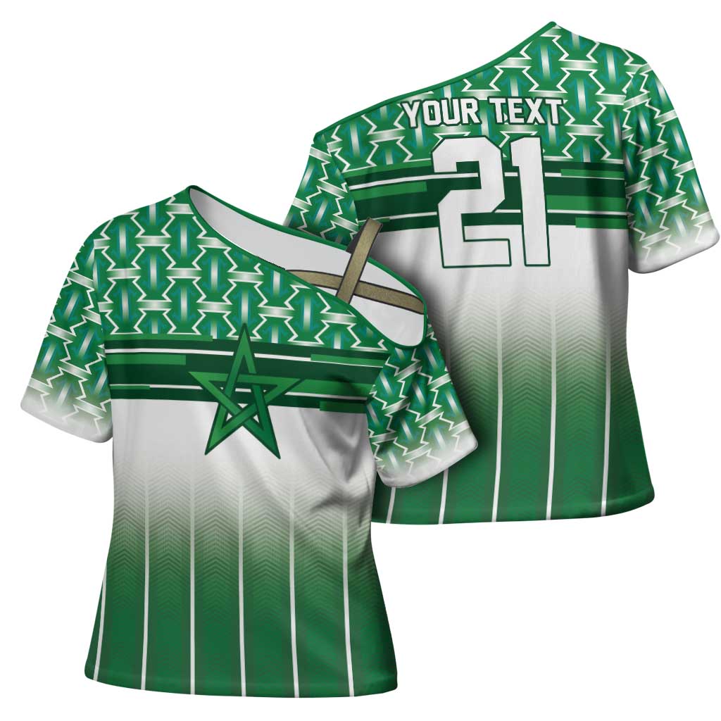 World Football Morocco Custom Cross Shoulder Shirt 1994 Away Retro Green Jersey - African Pride