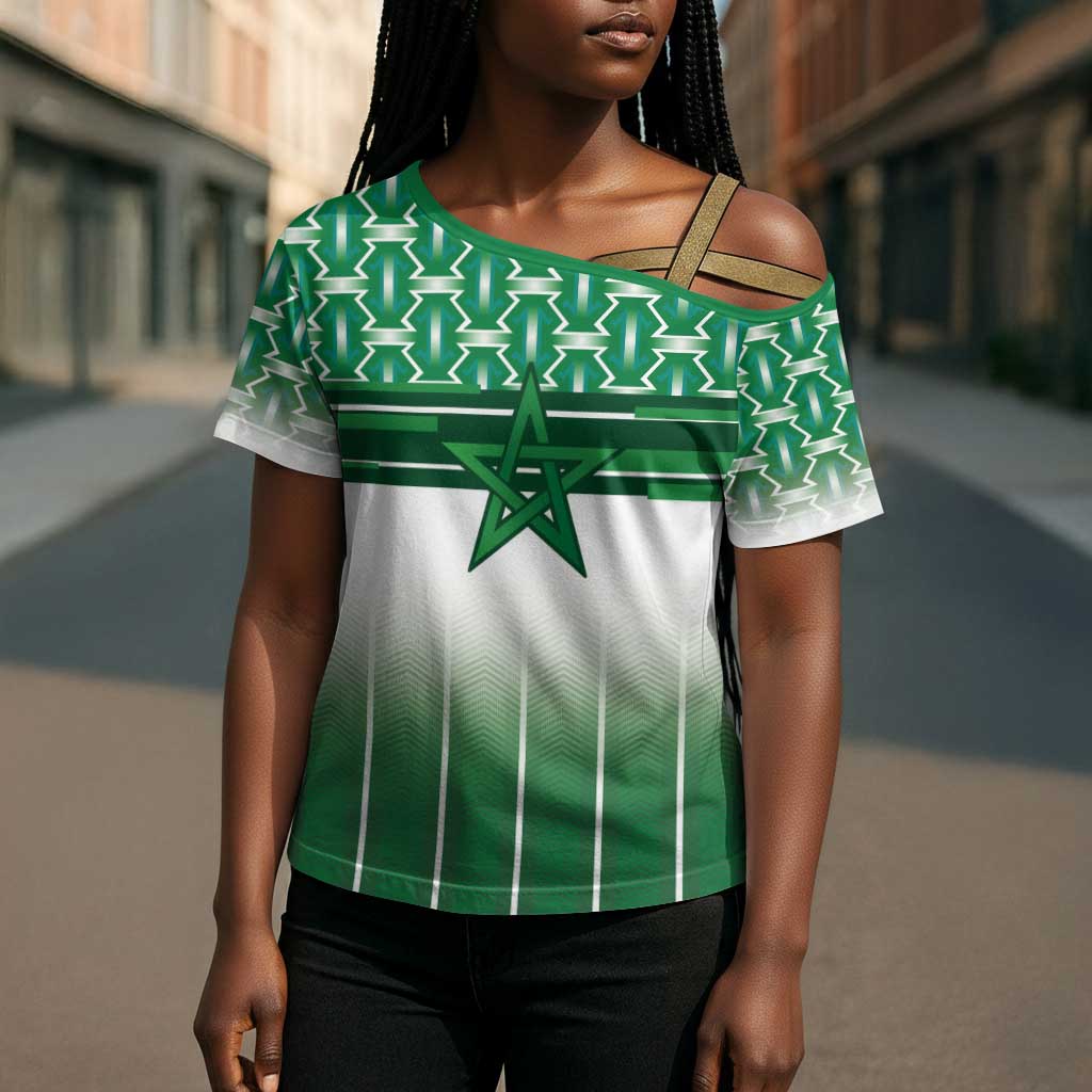 World Football Morocco Custom Cross Shoulder Shirt 1994 Away Retro Green Jersey - African Pride
