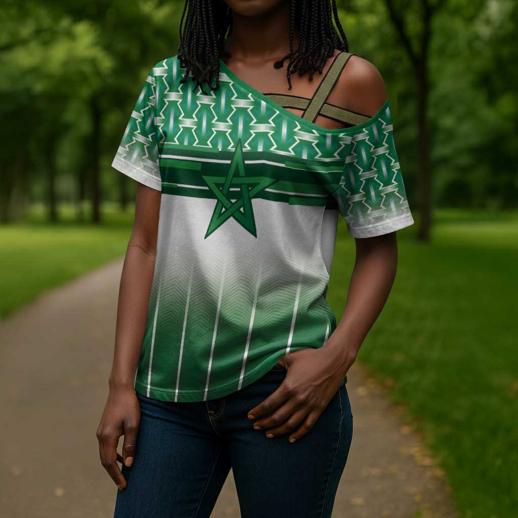 World Football Morocco Custom Cross Shoulder Shirt 1994 Away Retro Green Jersey - African Pride