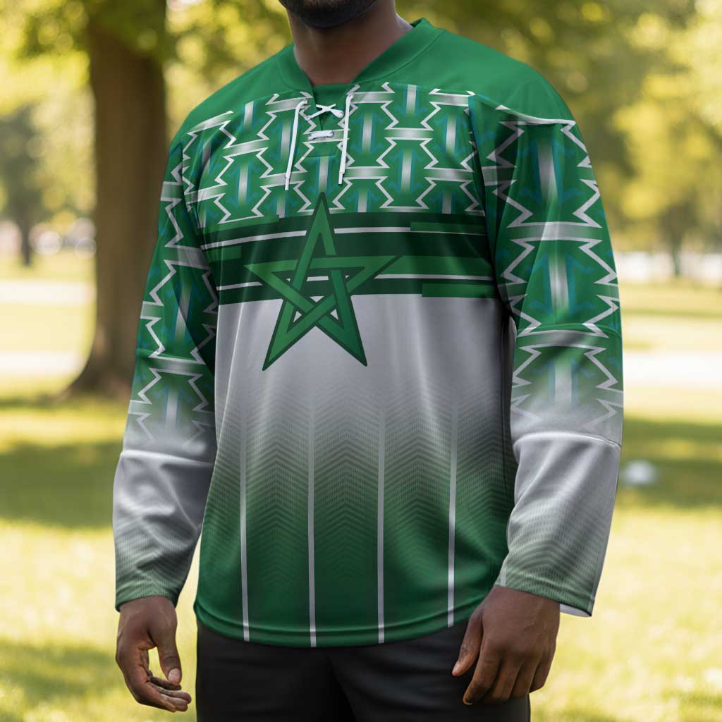 World Football Morocco Custom Hockey Jersey 1994 Away Retro Green Jersey - African Pride