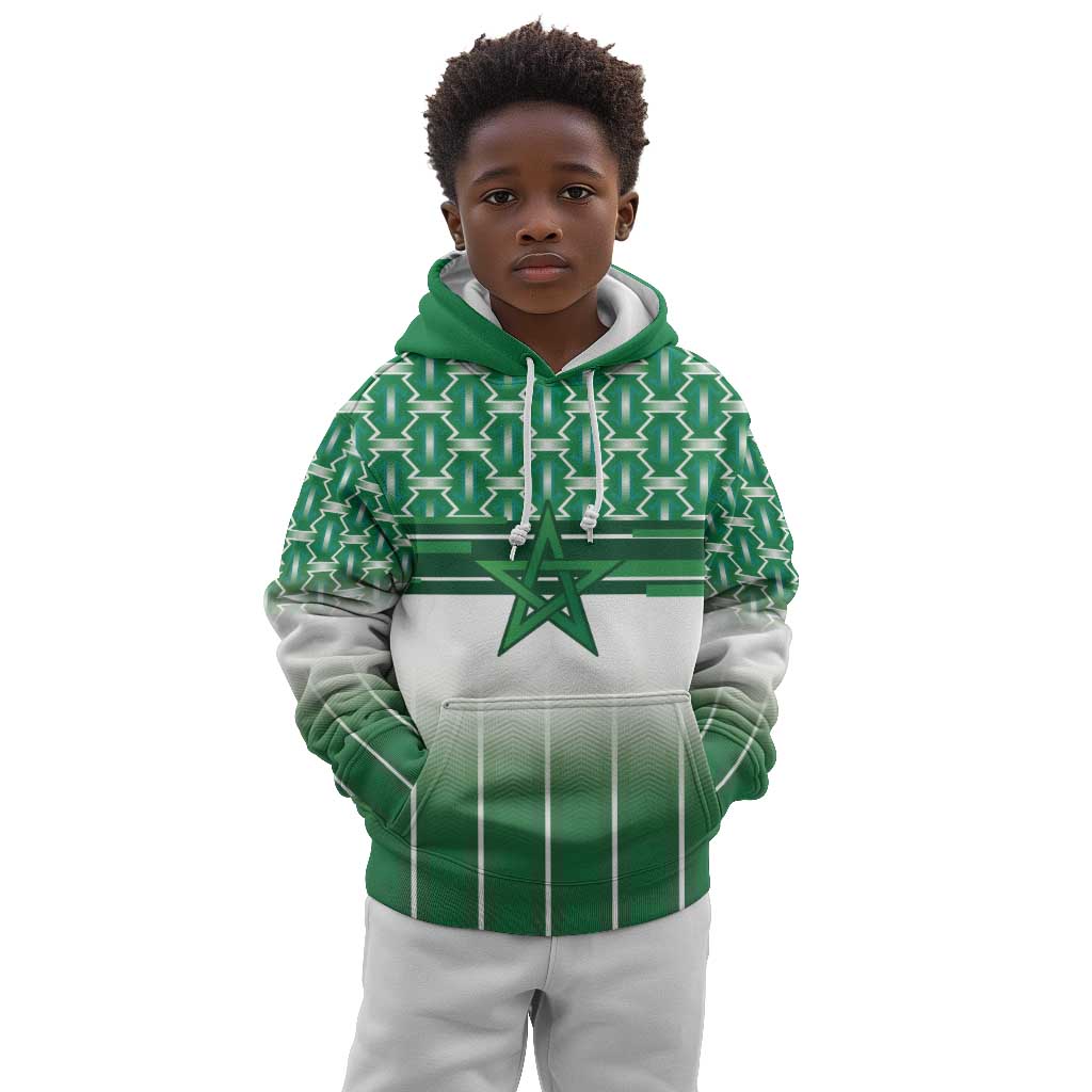 World Football Morocco Custom Kid Hoodie 1994 Away Retro Green Jersey - African Pride
