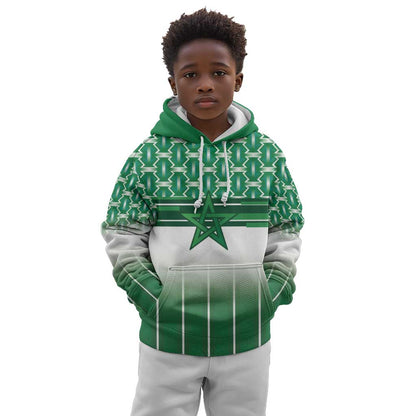 World Football Morocco Custom Kid Hoodie 1994 Away Retro Green Jersey - African Pride