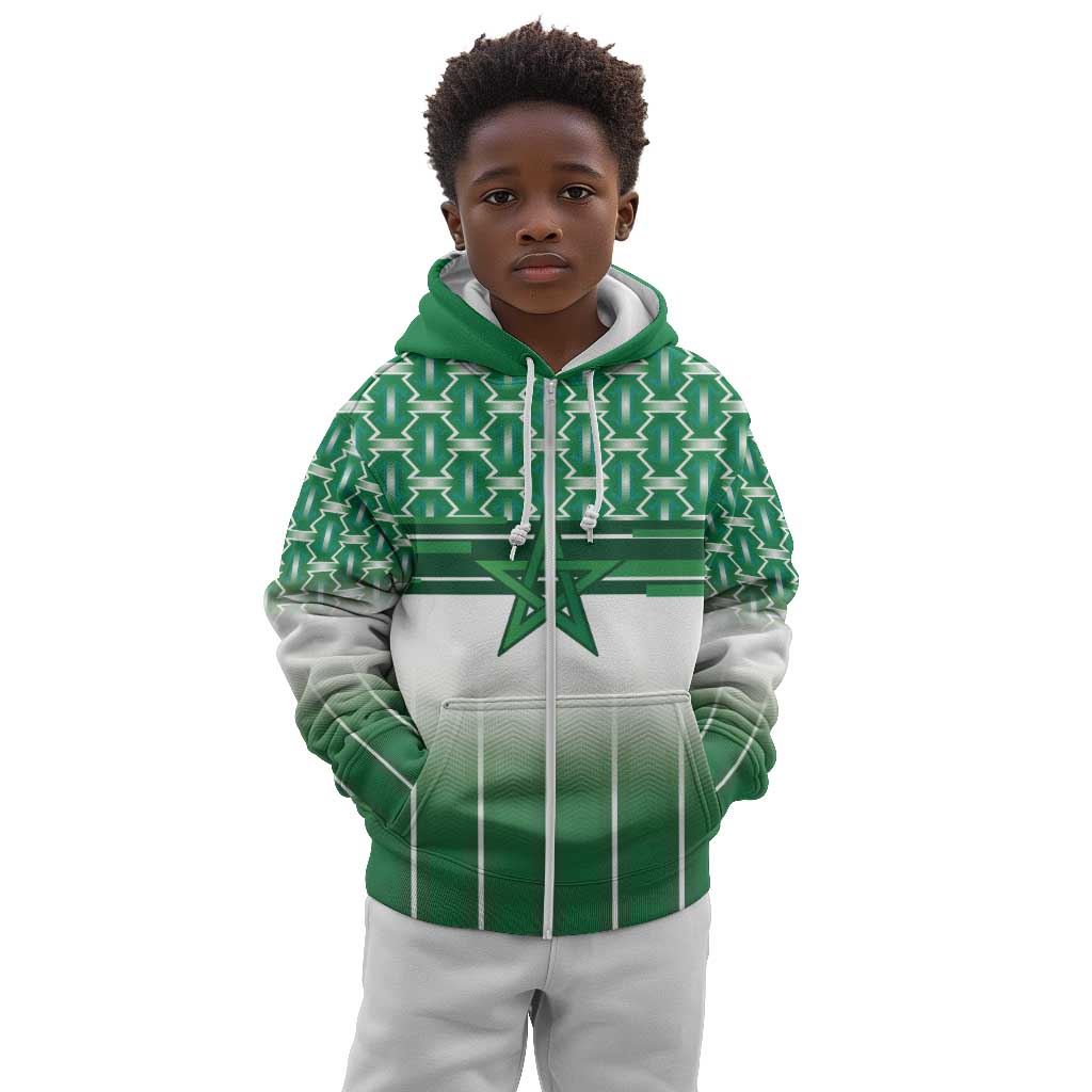 World Football Morocco Custom Kid Hoodie 1994 Away Retro Green Jersey - African Pride
