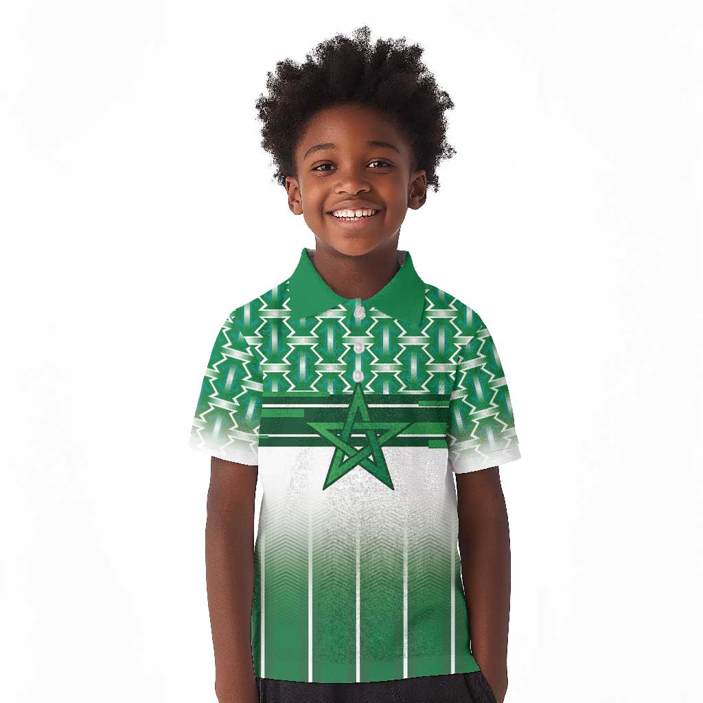 World Football Morocco Custom Kid Polo Shirt 1994 Away Retro Green Jersey - African Pride