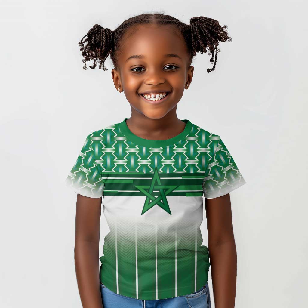 World Football Morocco Custom Kid T shirt 1994 Away Retro Green Jersey - African Pride