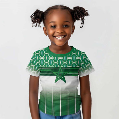 World Football Morocco Custom Kid T shirt 1994 Away Retro Green Jersey - African Pride