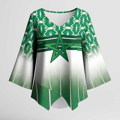 World Football Morocco Custom Kimono Sleeve Blouse 1994 Away Retro Green Jersey - African Pride