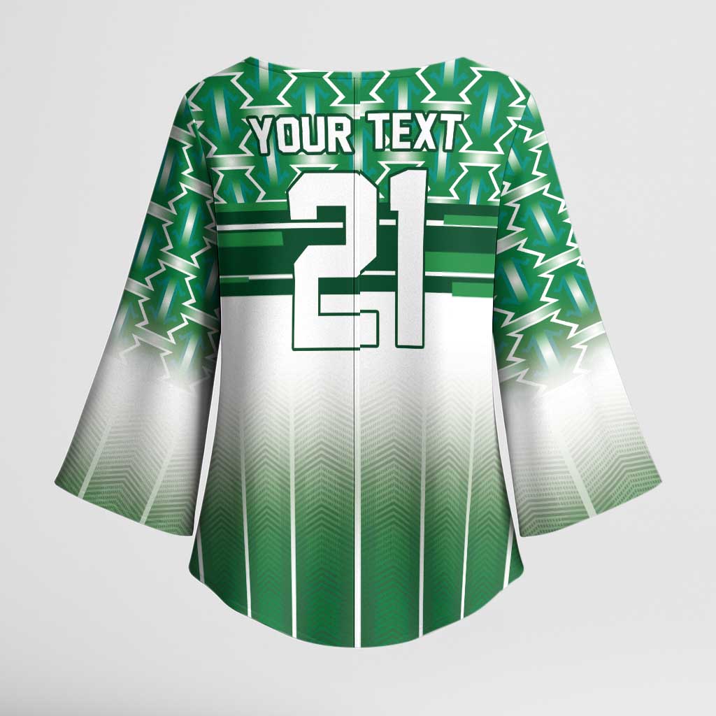 World Football Morocco Custom Kimono Sleeve Blouse 1994 Away Retro Green Jersey - African Pride