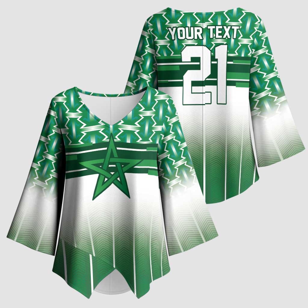 World Football Morocco Custom Kimono Sleeve Blouse 1994 Away Retro Green Jersey - African Pride