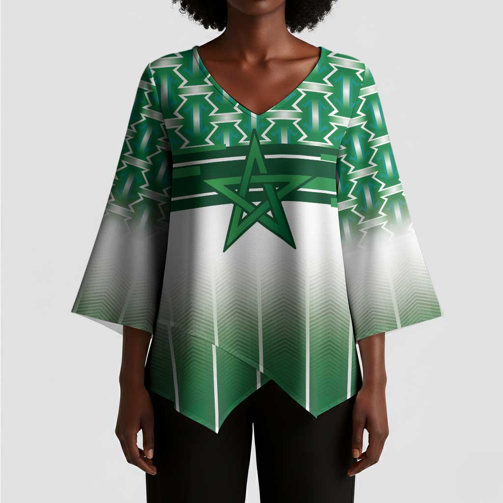 World Football Morocco Custom Kimono Sleeve Blouse 1994 Away Retro Green Jersey - African Pride
