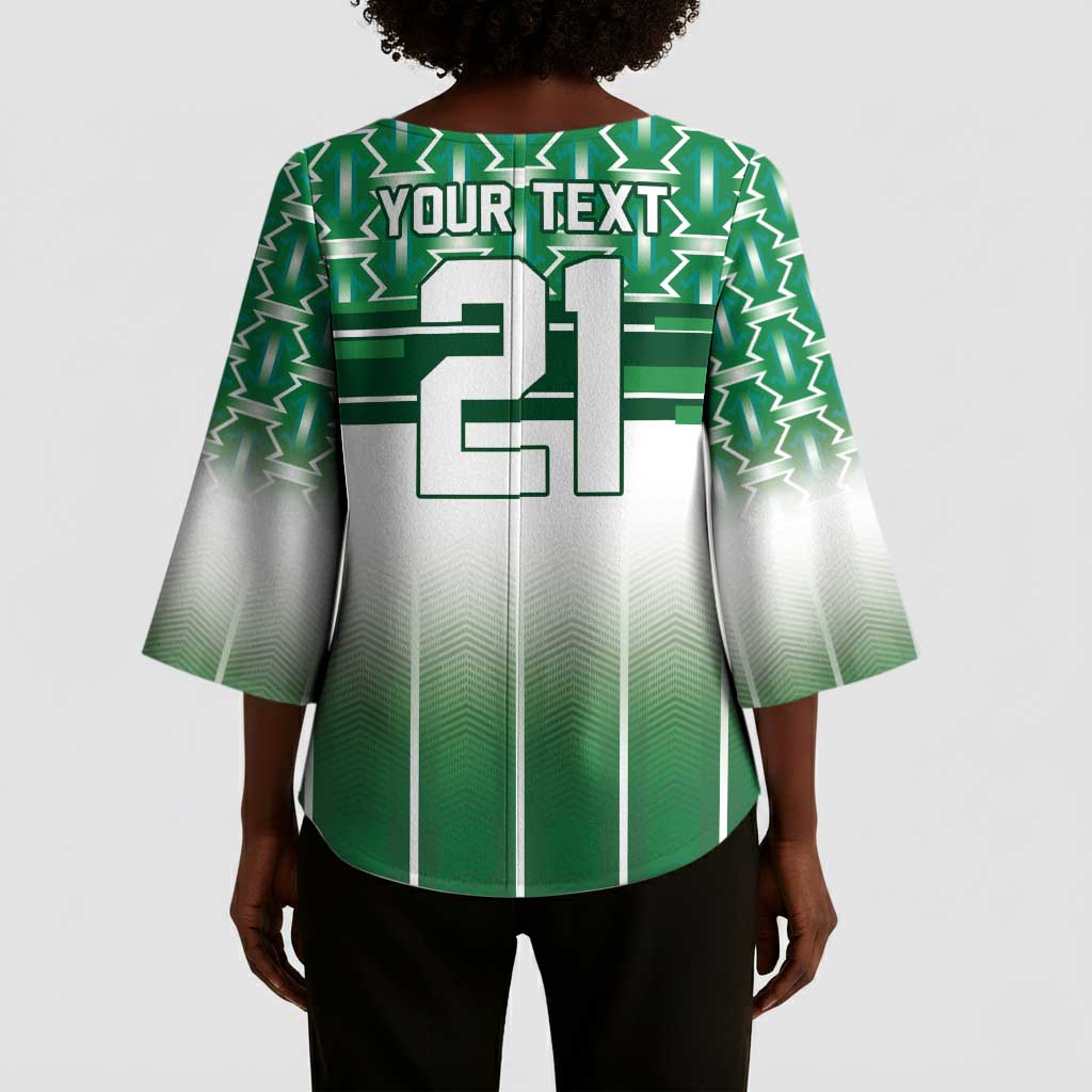 World Football Morocco Custom Kimono Sleeve Blouse 1994 Away Retro Green Jersey - African Pride