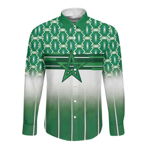 World Football Morocco Custom Long Sleeve Button Shirt 1994 Away Retro Green Jersey - African Pride