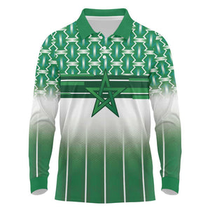 World Football Morocco Custom Long Sleeve Polo Shirt 1994 Away Retro Green Jersey - African Pride