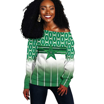 World Football Morocco Custom Off Shoulder Sweater 1994 Away Retro Green Jersey - African Pride
