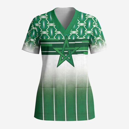 World Football Morocco Custom Scrub Top 1994 Away Retro Green Jersey - African Pride