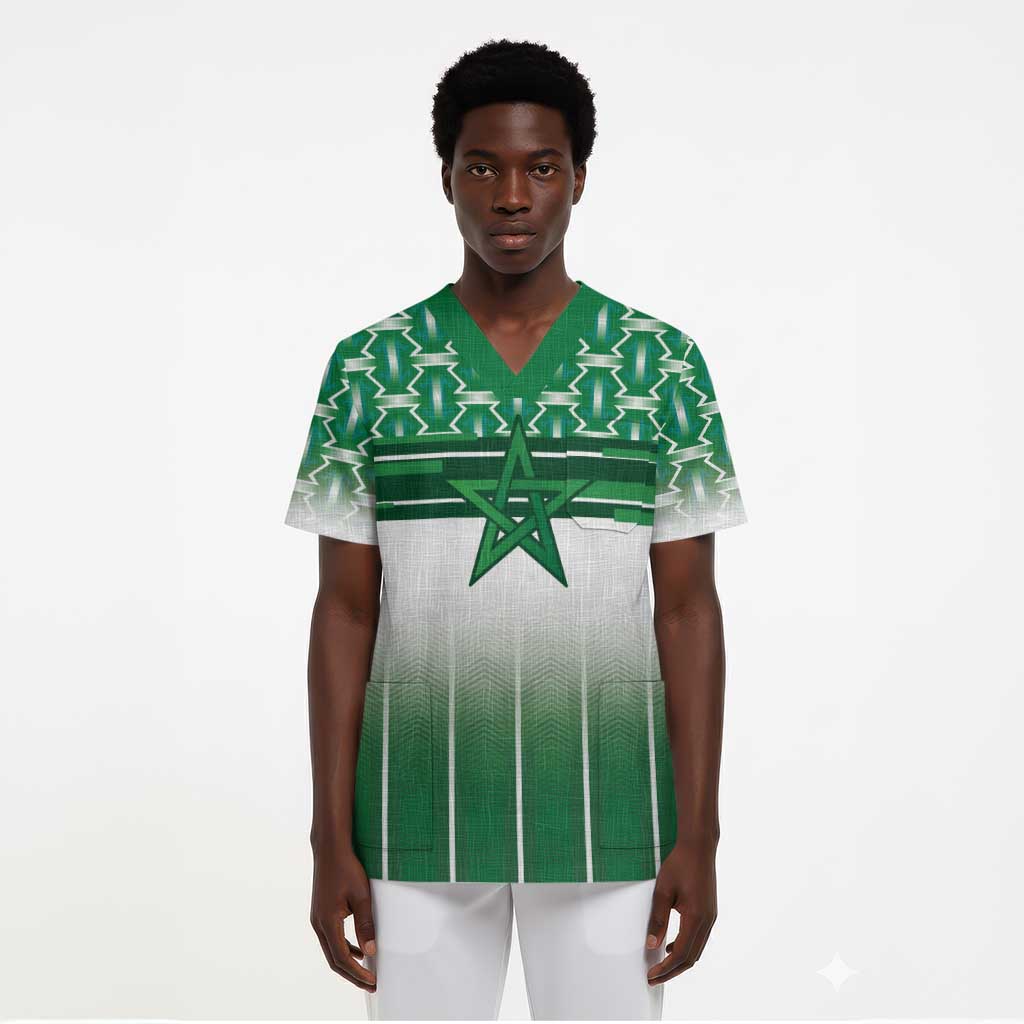 World Football Morocco Custom Scrub Top 1994 Away Retro Green Jersey - African Pride