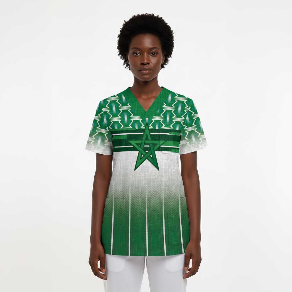 World Football Morocco Custom Scrub Top 1994 Away Retro Green Jersey - African Pride