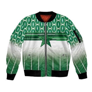 World Football Morocco Custom Sleeve Zip Bomber Jacket 1994 Away Retro Green Jersey - African Pride
