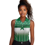 World Football Morocco Custom Women Sleeveless Polo Shirt 1994 Away Retro Green Jersey - African Pride