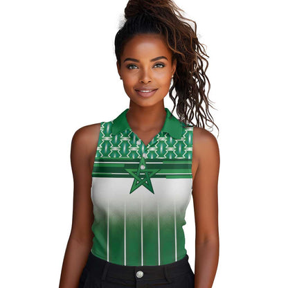World Football Morocco Custom Women Sleeveless Polo Shirt 1994 Away Retro Green Jersey - African Pride