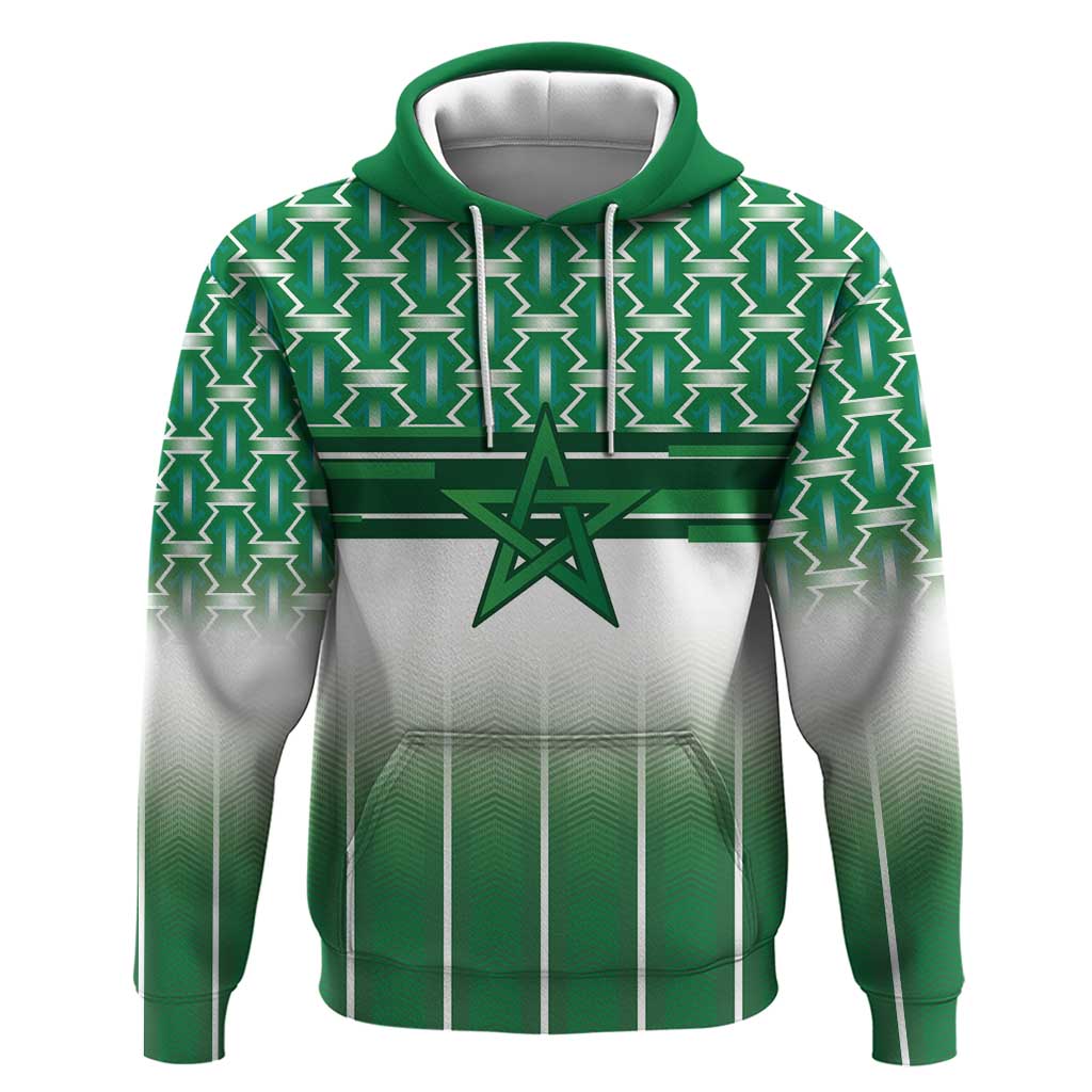World Football Morocco Custom Zip Hoodie 1994 Away Retro Green Jersey - African Pride