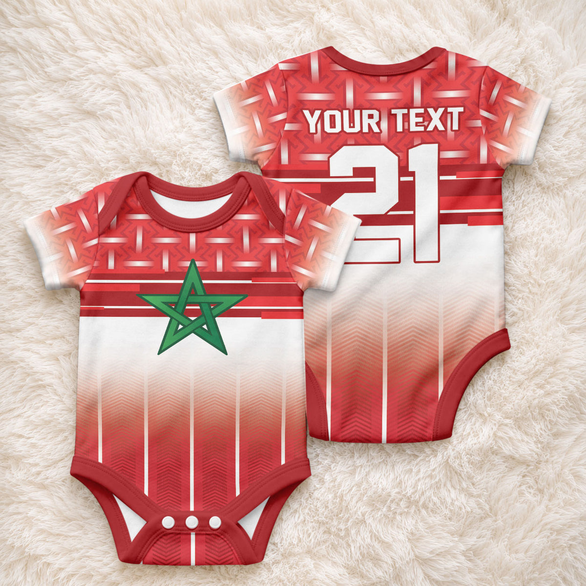 World Football Morocco Custom Baby Onesie 1994 Away Retro Red Jersey