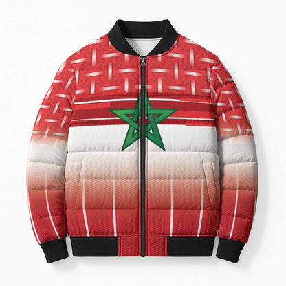 World Football Morocco Custom Bomber Puffer Jacket 1994 Away Retro Red Jersey - African Pride