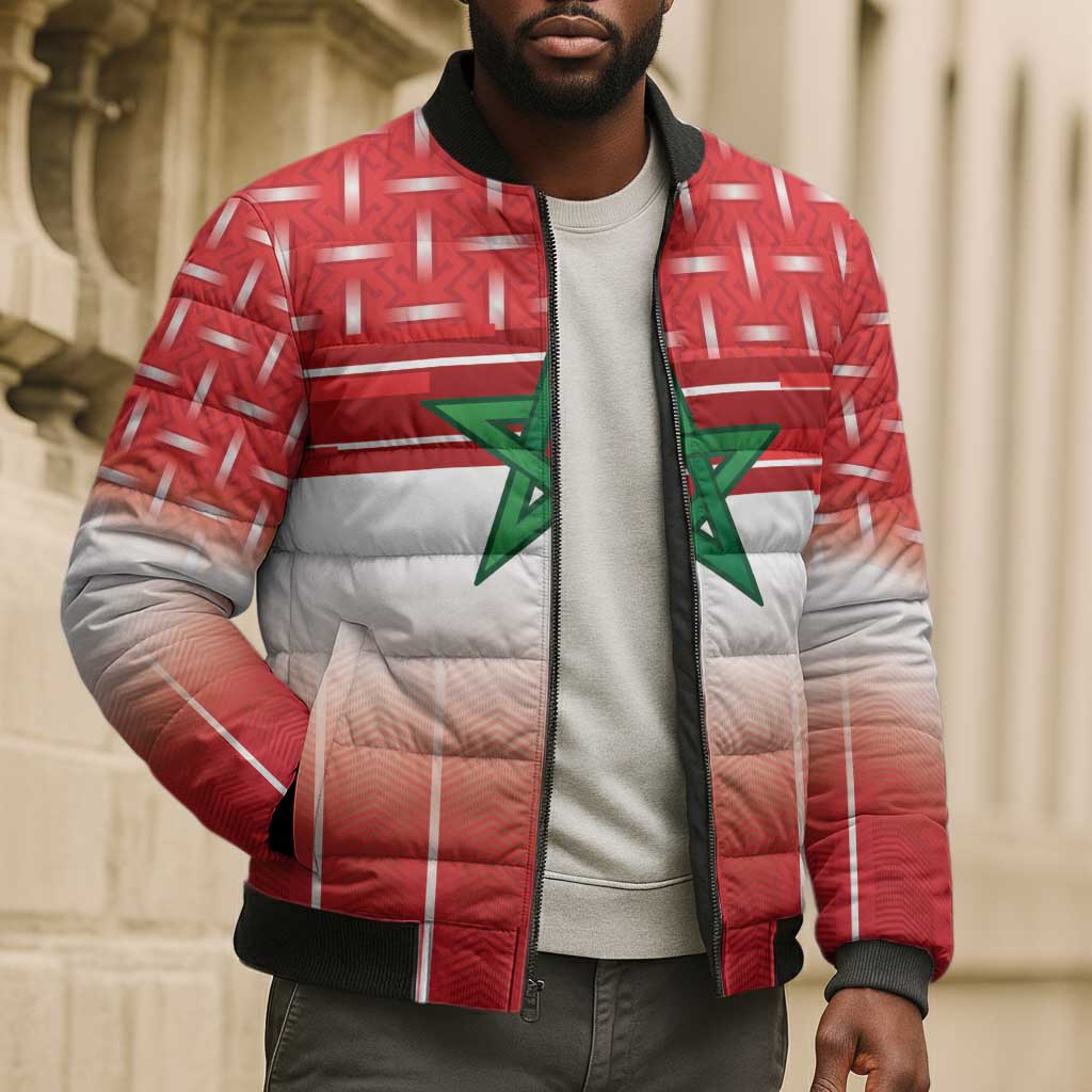 World Football Morocco Custom Bomber Puffer Jacket 1994 Away Retro Red Jersey - African Pride