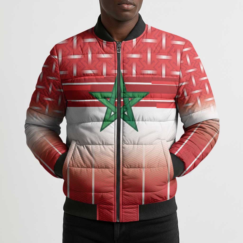 World Football Morocco Custom Bomber Puffer Jacket 1994 Away Retro Red Jersey - African Pride