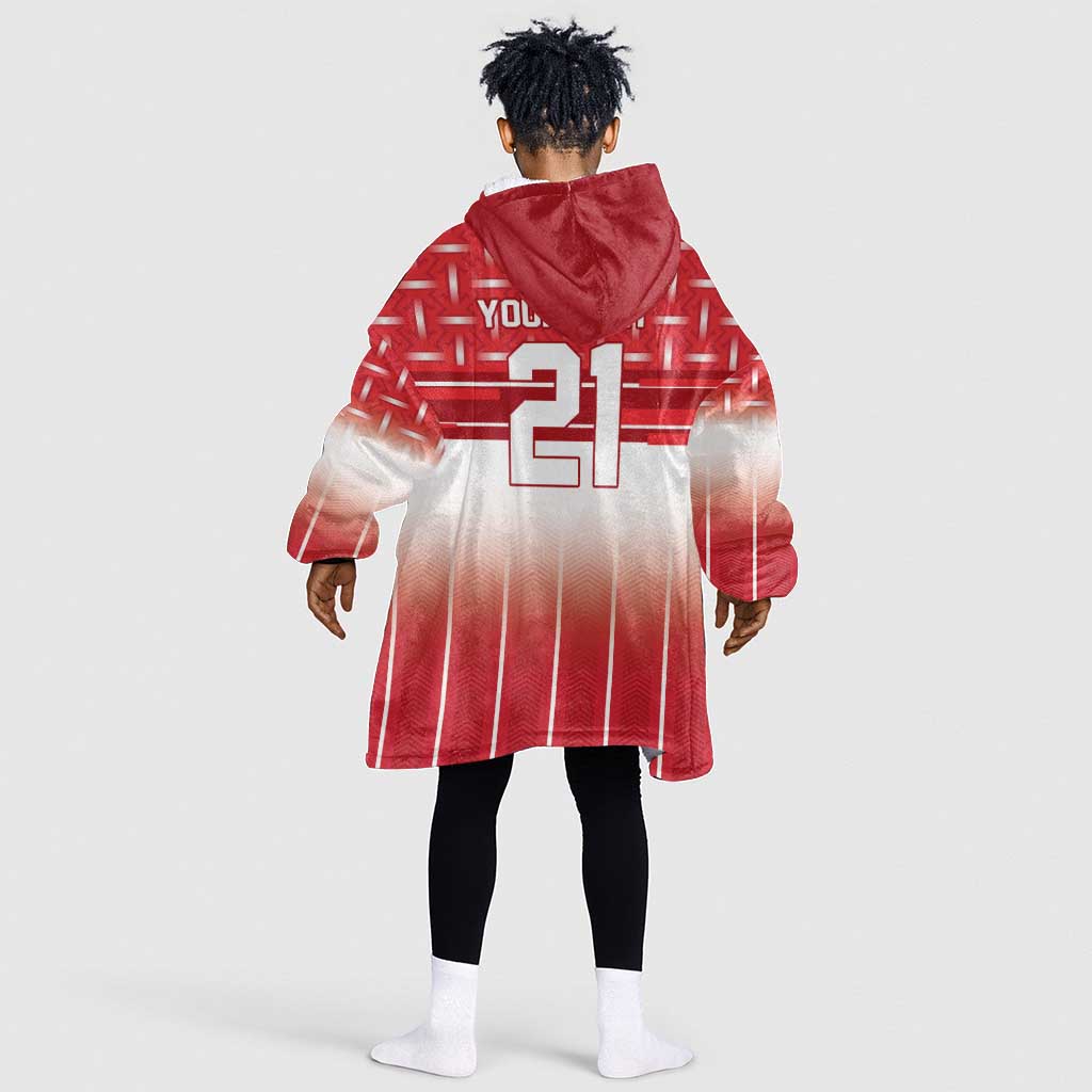 World Football Morocco Custom Kid Wearable Blanket Hoodie 1994 Away Retro Red Jersey - African Pride