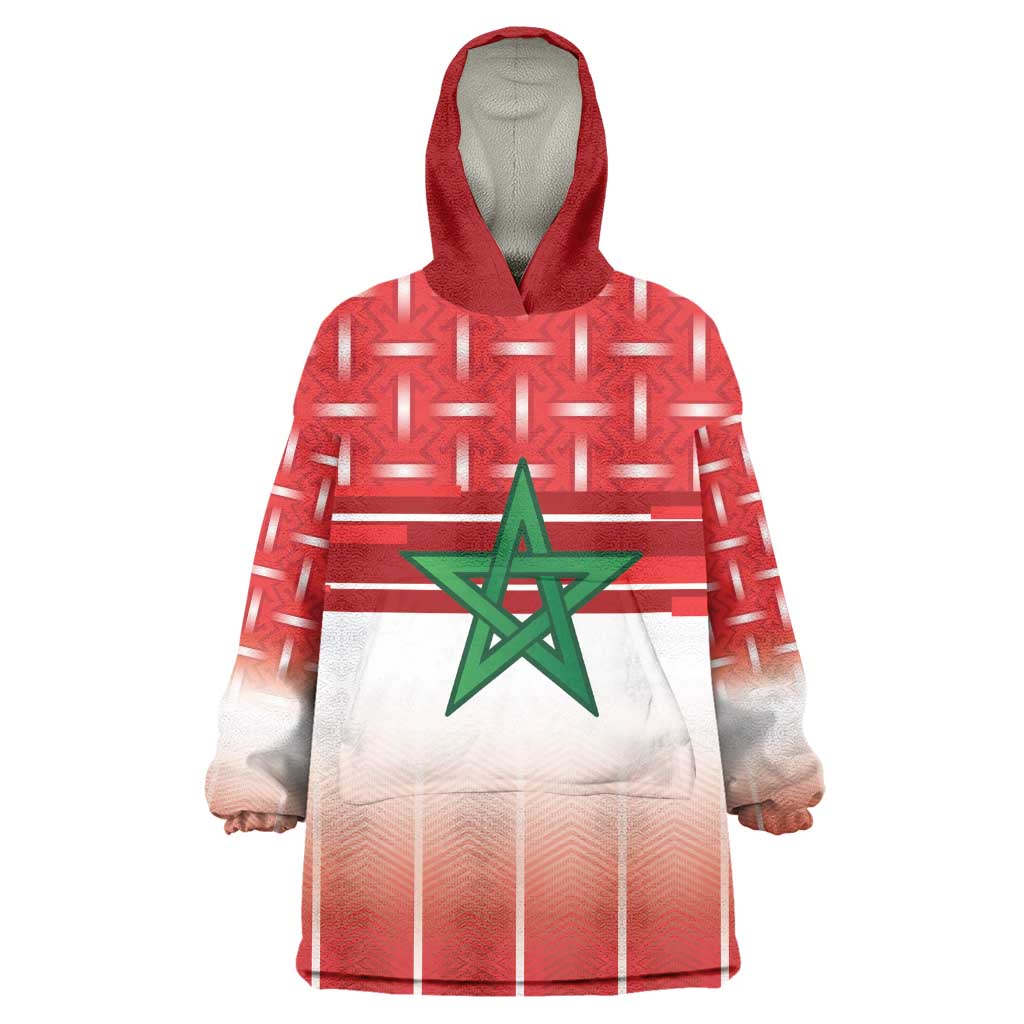 World Football Morocco Custom Kid Wearable Blanket Hoodie 1994 Away Retro Red Jersey - African Pride