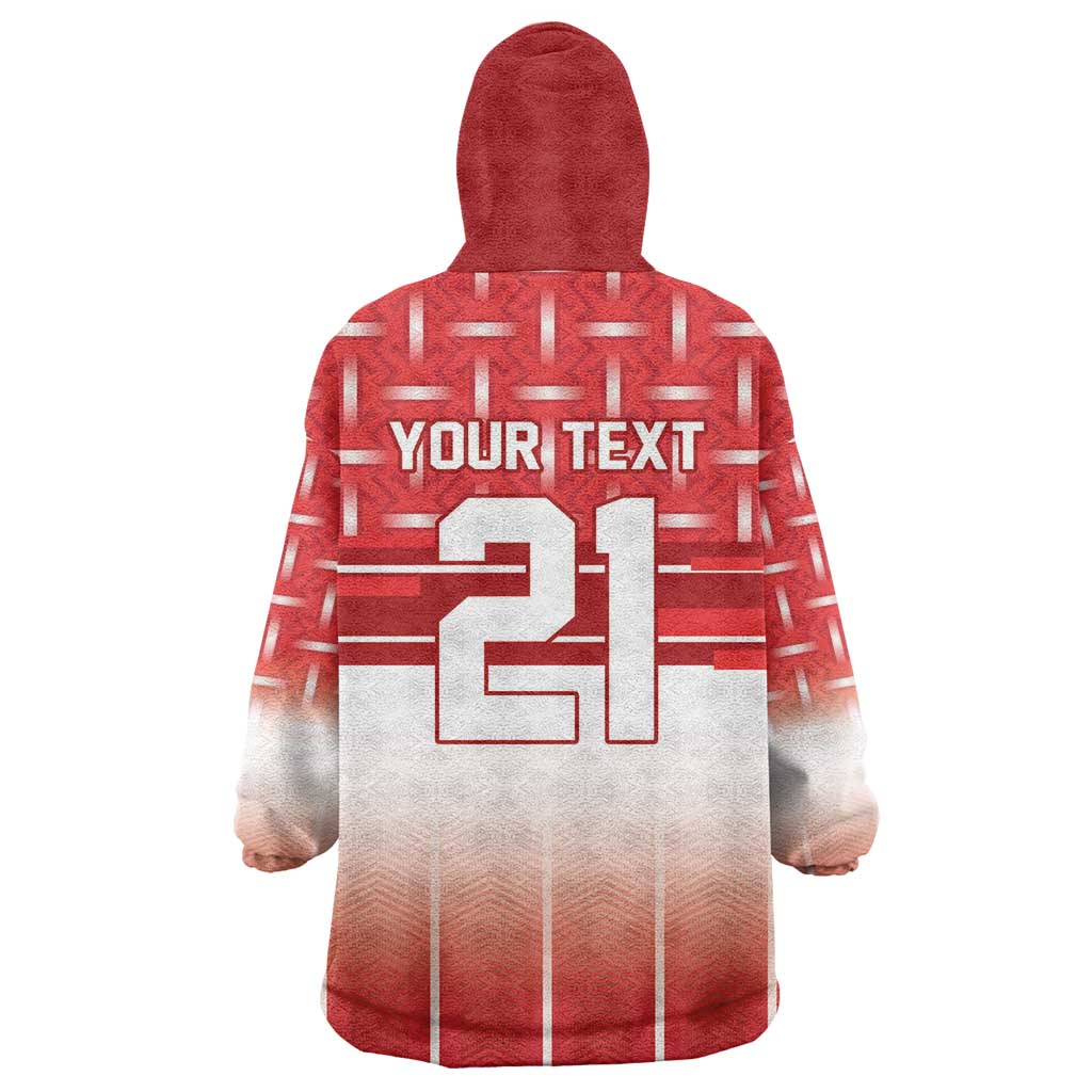 World Football Morocco Custom Kid Wearable Blanket Hoodie 1994 Away Retro Red Jersey - African Pride