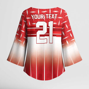 World Football Morocco Custom Kimono Sleeve Blouse 1994 Away Retro Red Jersey - African Pride