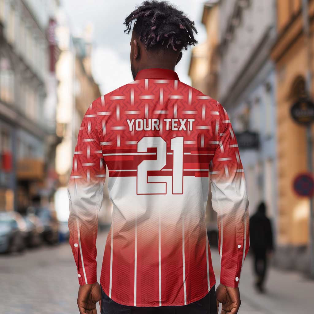 World Football Morocco Custom Long Sleeve Button Shirt 1994 Away Retro Red Jersey - African Pride