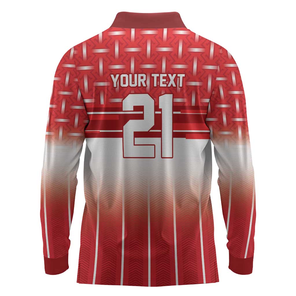 World Football Morocco Custom Long Sleeve Polo Shirt 1994 Away Retro Red Jersey - African Pride