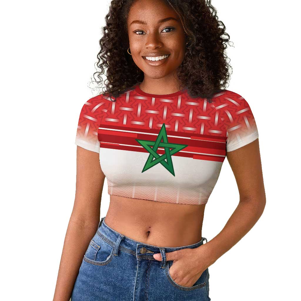 World Football Morocco Custom Raglan Cropped T shirt 1994 Away Retro Red Jersey - African Pride