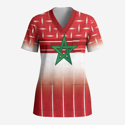 World Football Morocco Custom Scrub Top 1994 Away Retro Red Jersey - African Pride