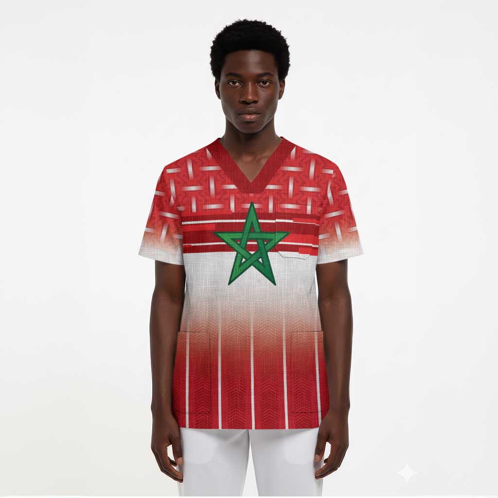 World Football Morocco Custom Scrub Top 1994 Away Retro Red Jersey - African Pride