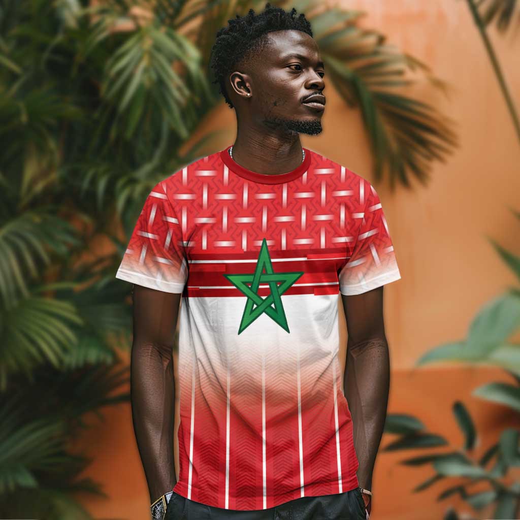 World Football Morocco Custom T shirt 1994 Away Retro Red Jersey - African Pride