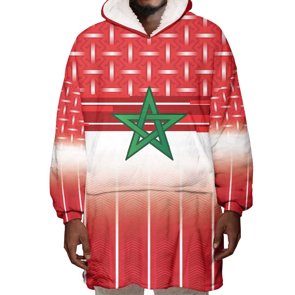World Football Morocco Custom Wearable Blanket Hoodie 1994 Away Retro Red Jersey - African Pride
