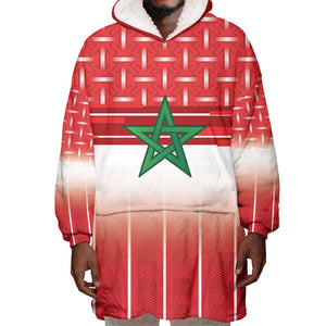 World Football Morocco Custom Wearable Blanket Hoodie 1994 Away Retro Red Jersey - African Pride