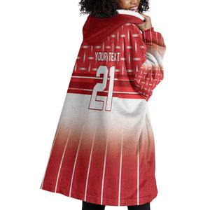 World Football Morocco Custom Wearable Blanket Hoodie 1994 Away Retro Red Jersey - African Pride