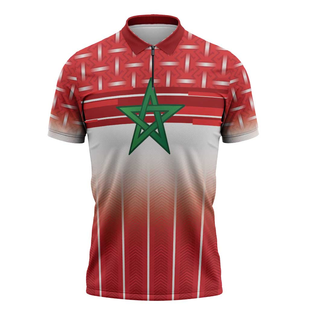 World Football Morocco Custom Zipper Polo Shirt 1994 Away Retro Red Jersey - African Pride