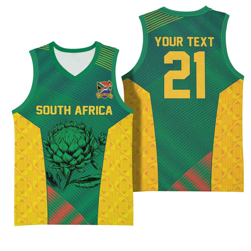 World Football 2026 South Africa Custom Basketball Jersey Tradional Protea Kente Pattern - African Pride