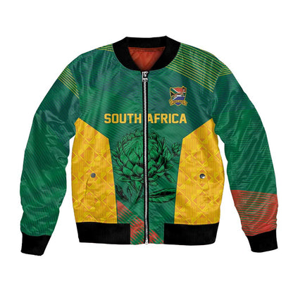 World Football 2026 South Africa Custom Bomber Jacket Tradional Protea Kente Pattern - African Pride