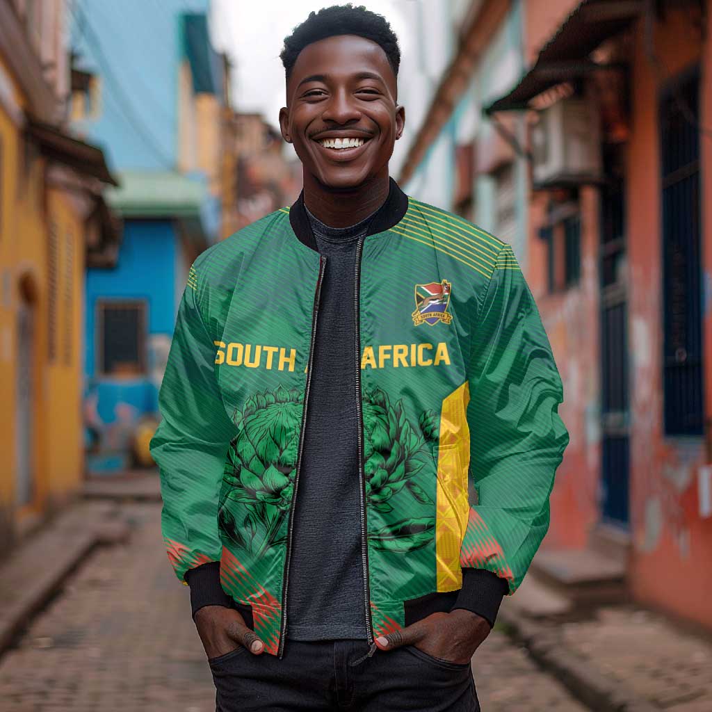 World Football 2026 South Africa Custom Bomber Jacket Tradional Protea Kente Pattern - African Pride
