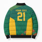 World Football 2026 South Africa Custom Bomber Puffer Jacket Tradional Protea Kente Pattern - African Pride