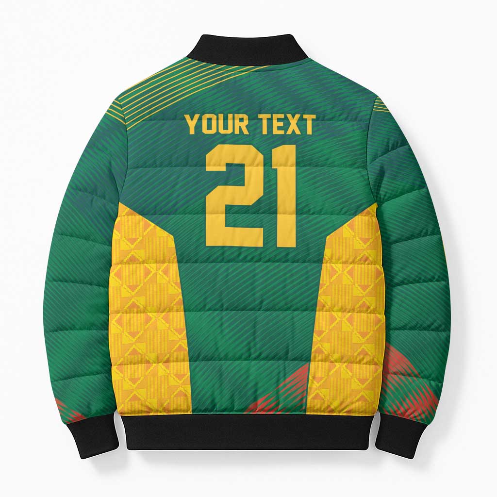 World Football 2026 South Africa Custom Bomber Puffer Jacket Tradional Protea Kente Pattern - African Pride